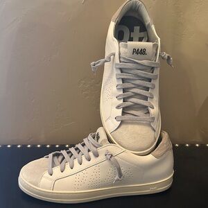 P448 White Sneakers with Light Gray Accents